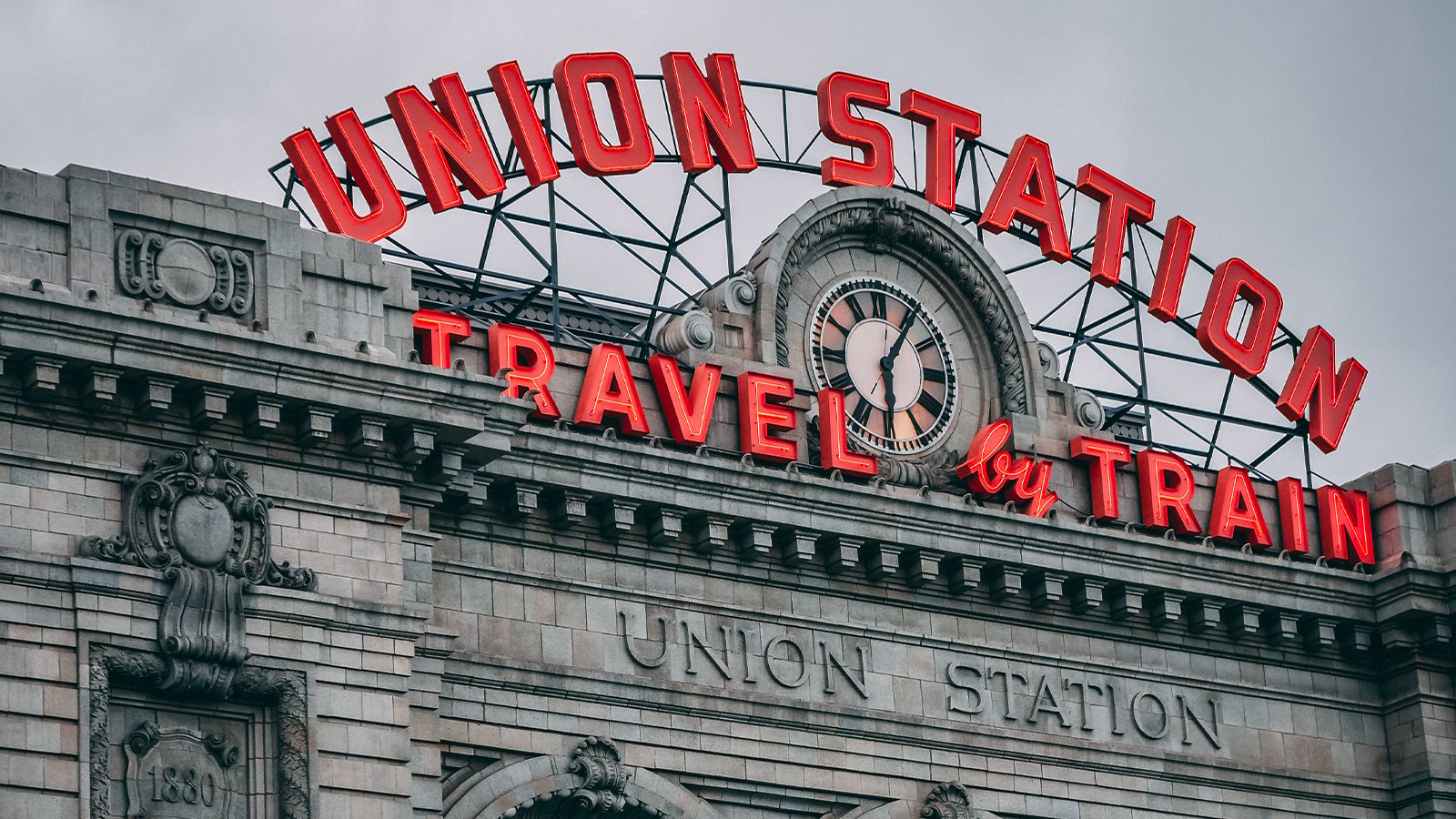 An image of the neon sign at Union Station in Denver, CO.