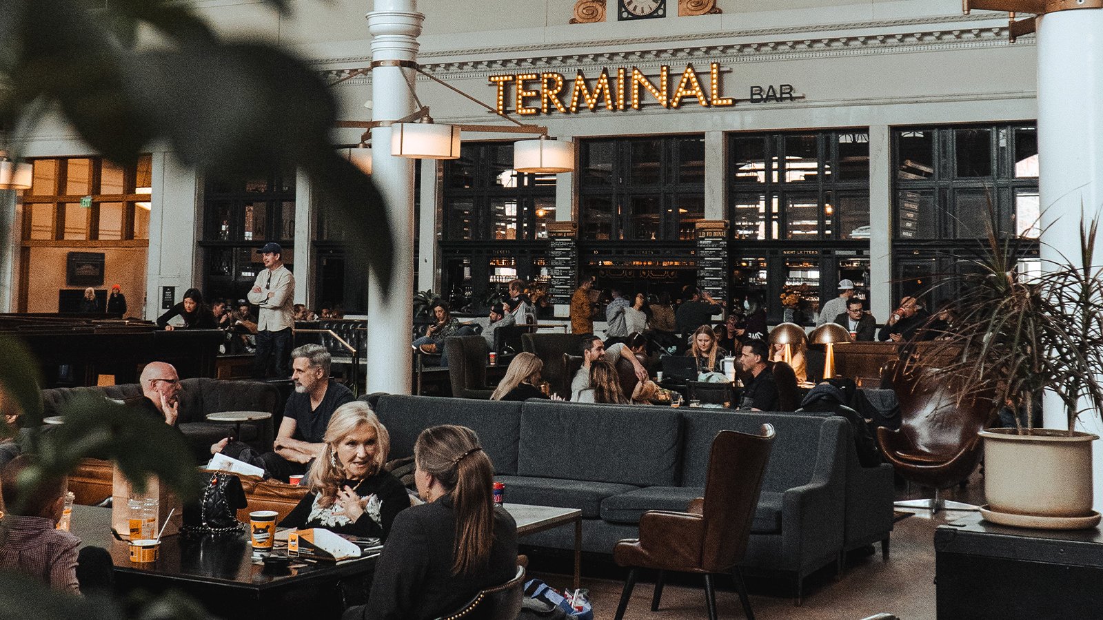 An image of the interior of Union Station in Denver, CO.