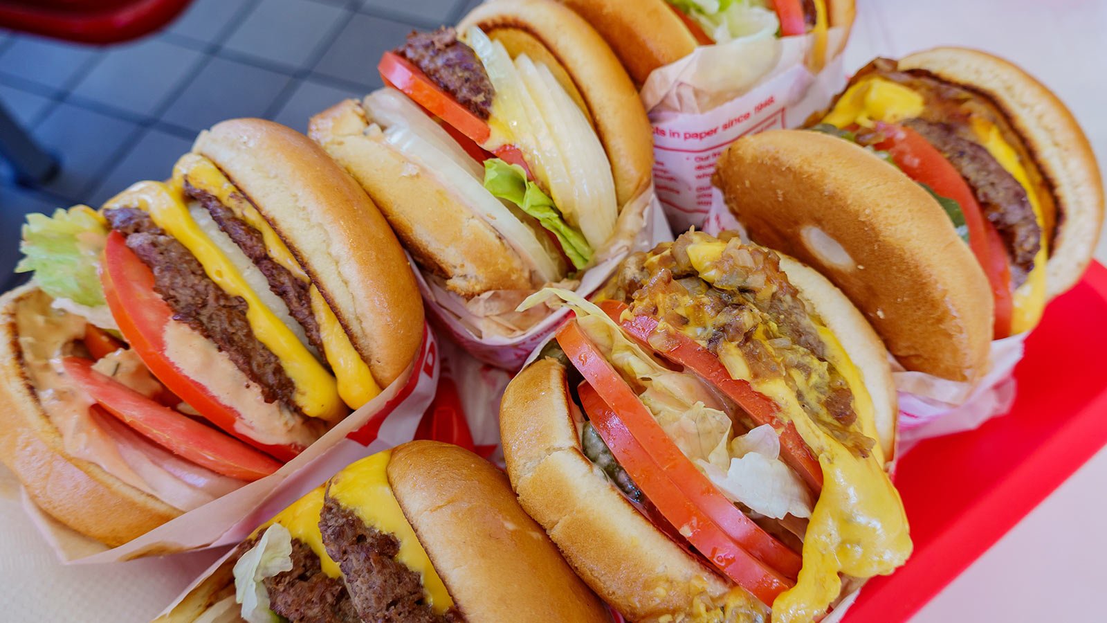 In n Out Burgers on tray