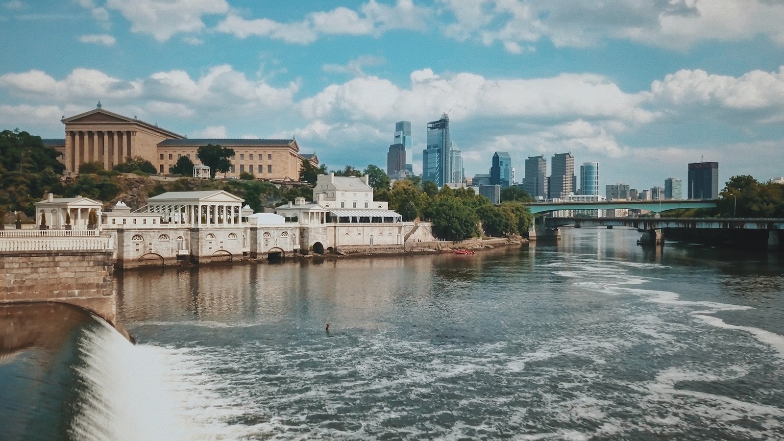 The Schuylkill River running through Philadelphia.