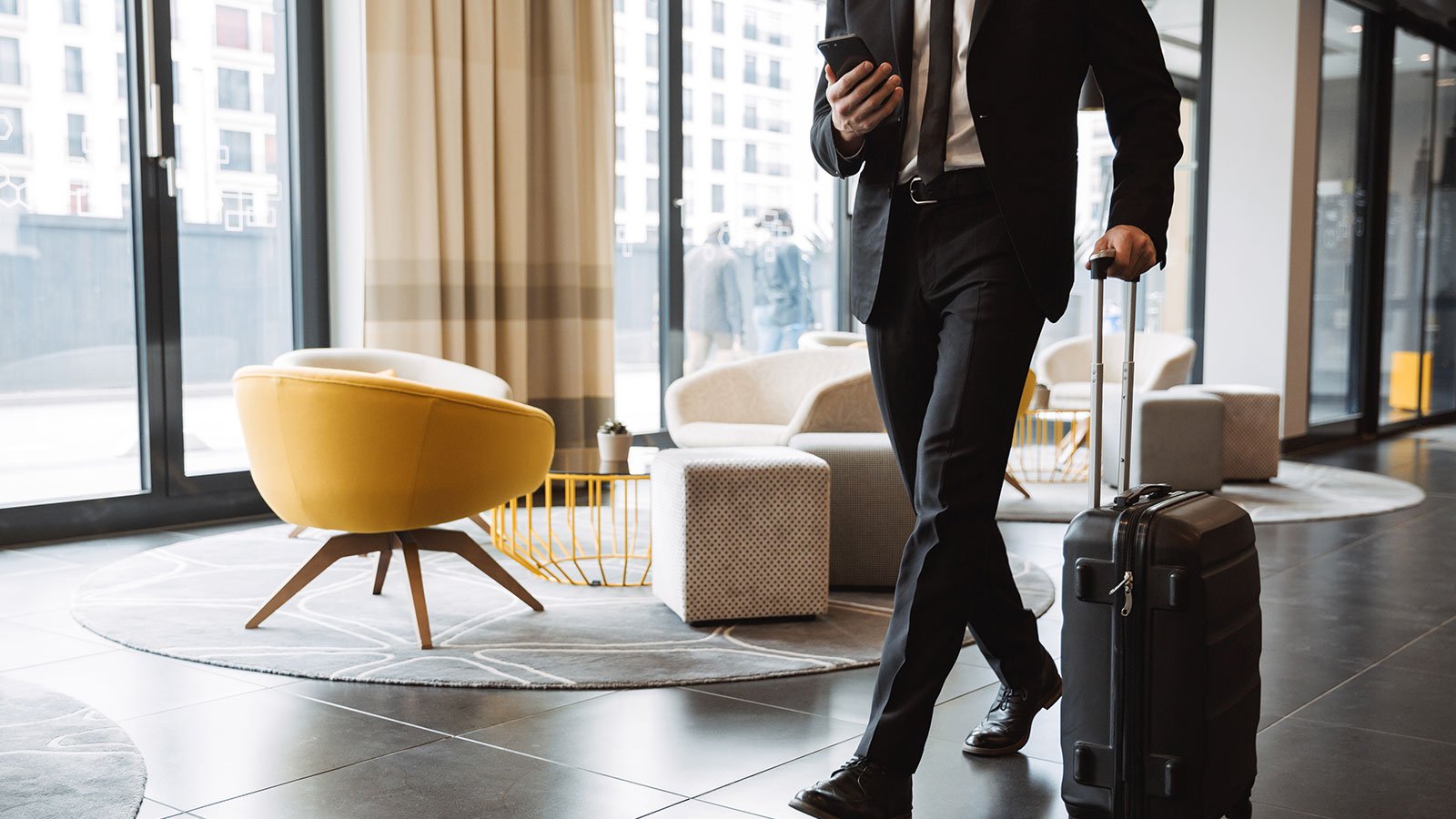 person walking in hotel