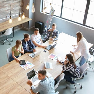 Business meeting at conference table