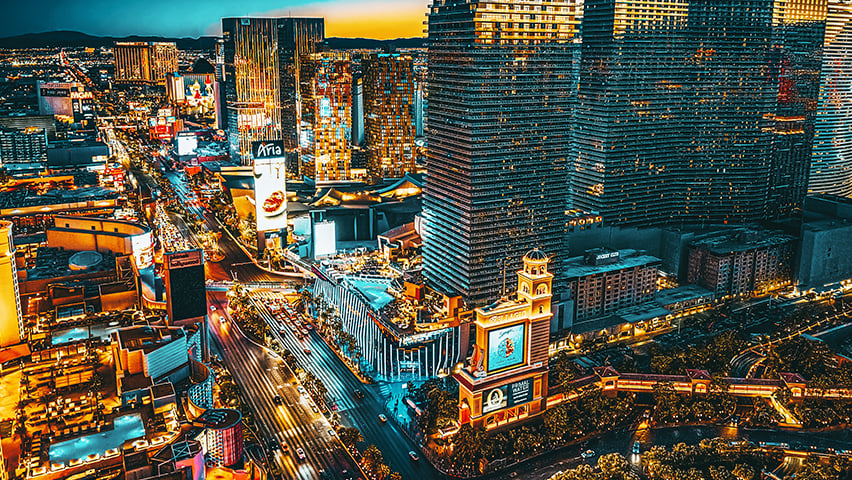 Main street of Las Vegas-is the Strip in evening time