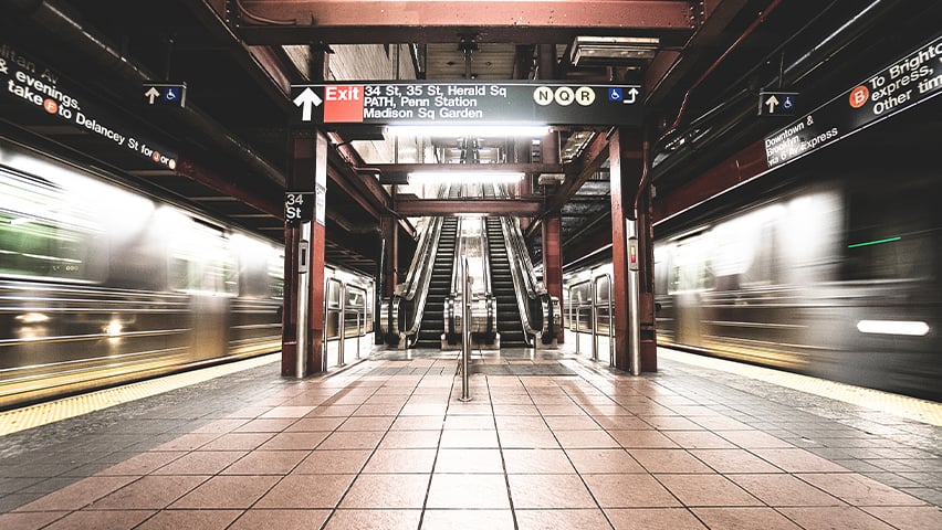 Subway track platform in NYC.
