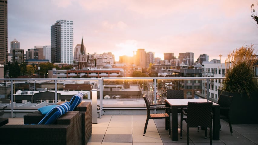 A rooftop view of Seattle