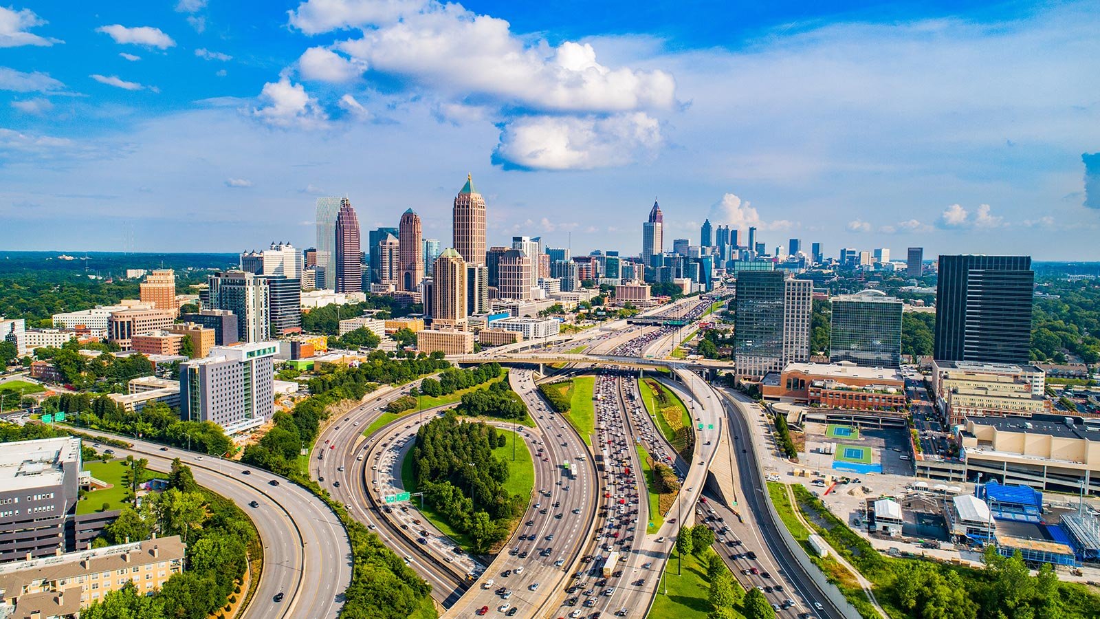Atlanta, Georgia skyline from aerial view
