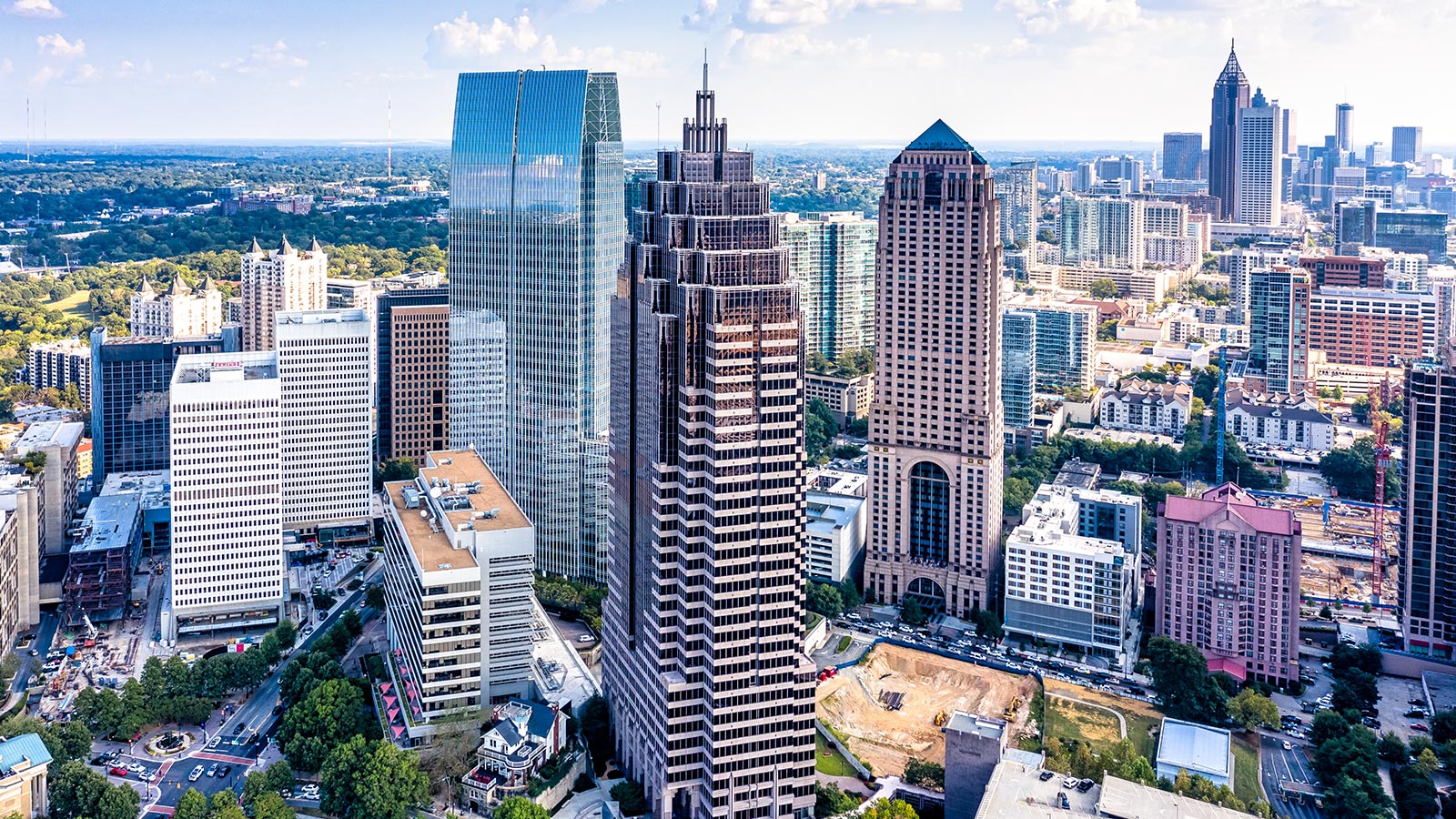 Aerial view downtown Atlanta skyline